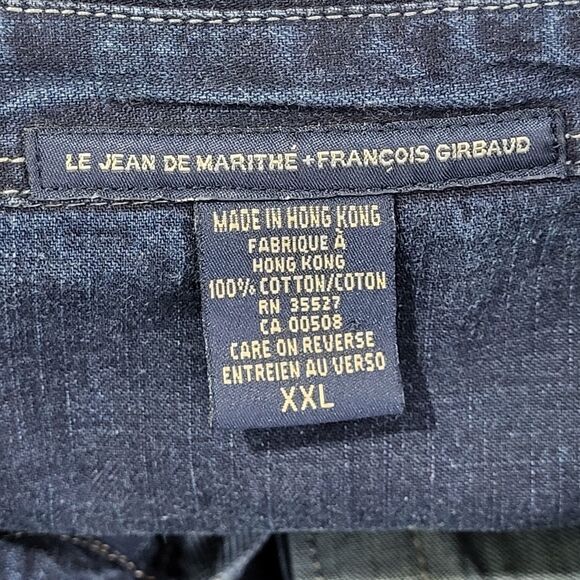 Vintage Marithe Francois Girbaud denim patchwork Button Up Shirt 3XL Long Sleeve - Picture 12 of 14
